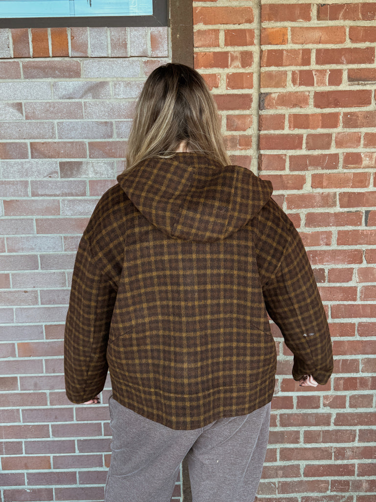 Plaid Hooded Swing Jacket