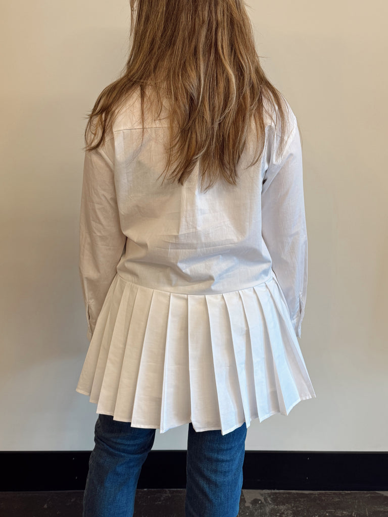 Pleated Button Down Shirt Dress
