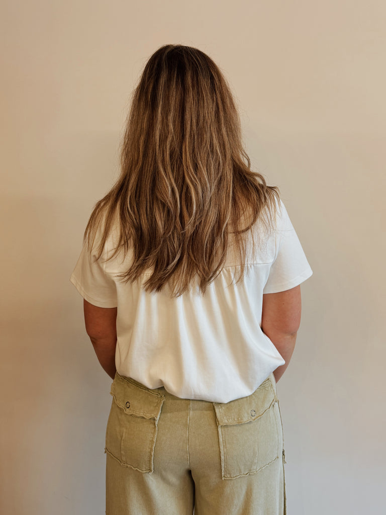 Bubble Hem Tee Cream