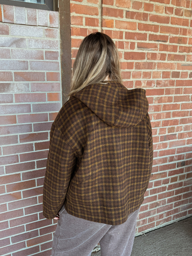 Plaid Hooded Swing Jacket