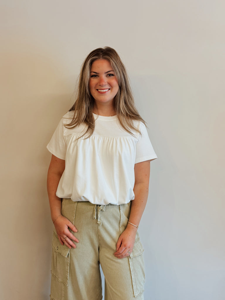 Bubble Hem Tee Cream