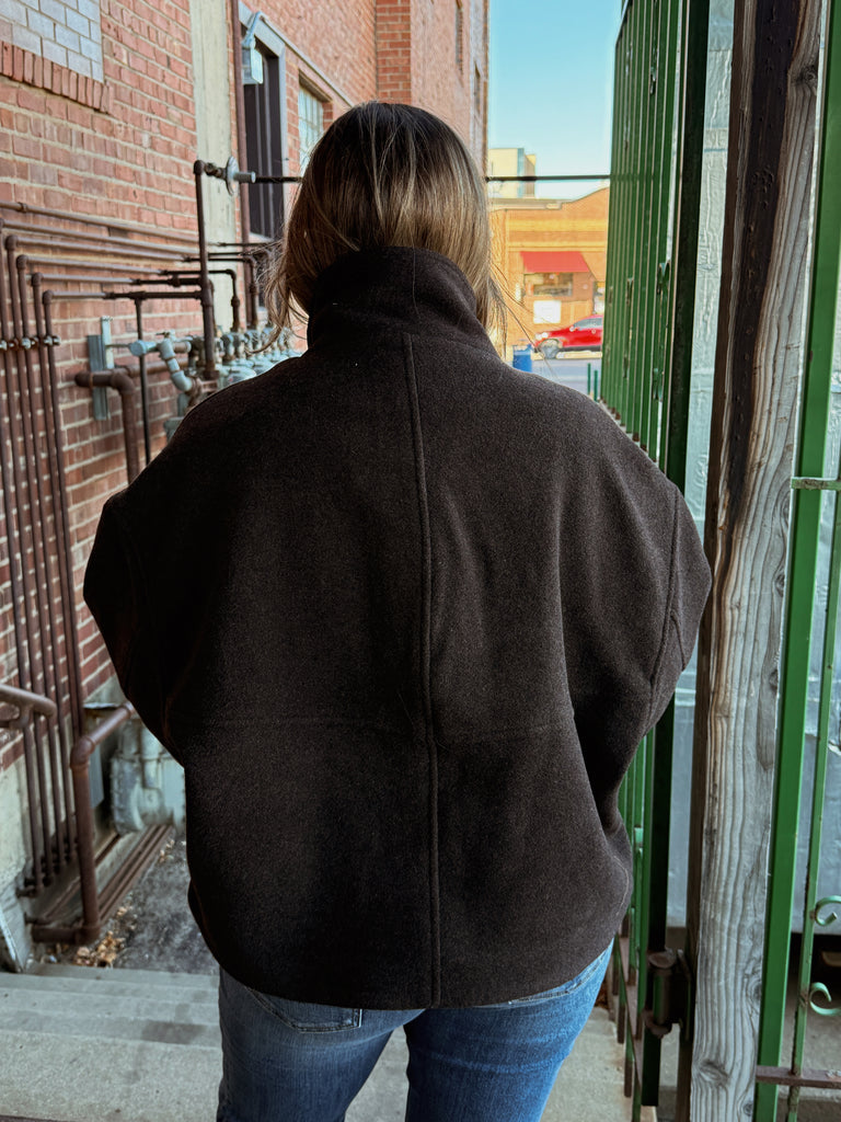 High Collar Coat Brown