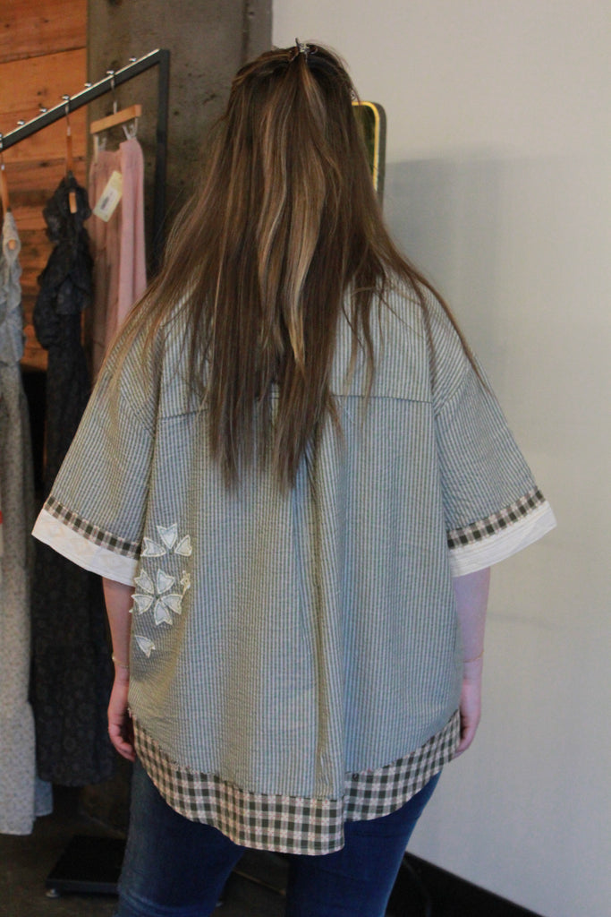 Floral Patch Short Sleeve Button Down