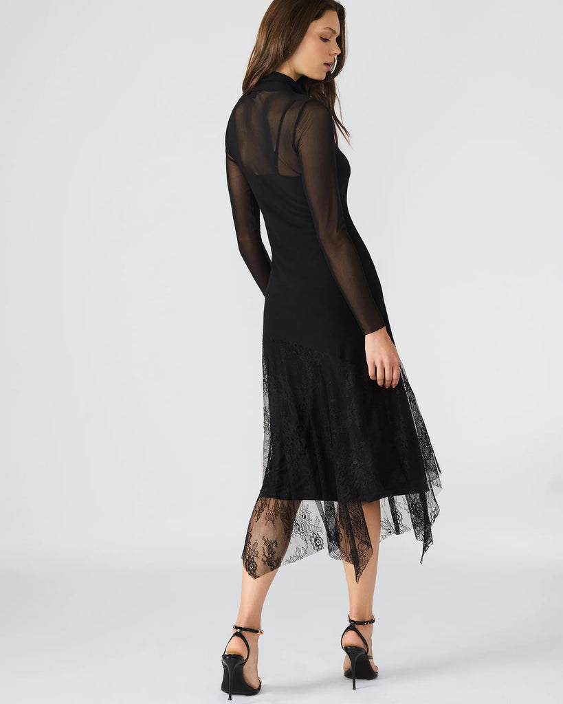 Silas Black Long Sleeve Mesh Dress